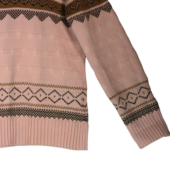 Chaps Sweater Women Size XL Pink Tribal Fair Isle Shawl Collar Heavyweight Boho - Picture 6 of 10